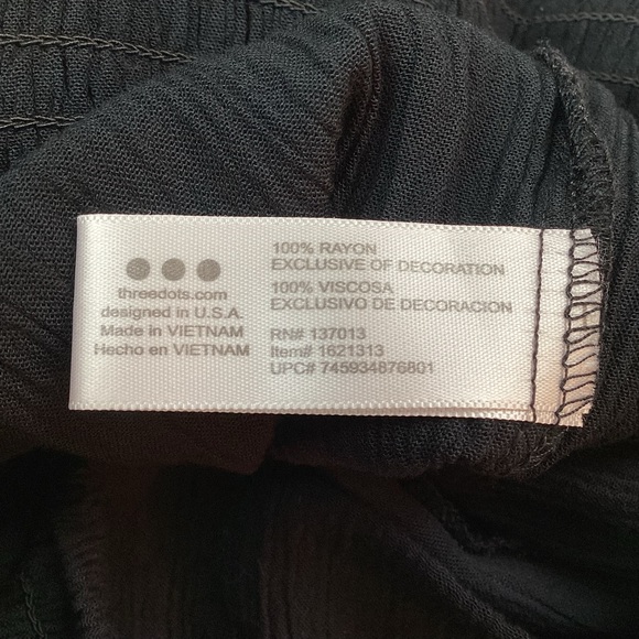 Three Dots Wide Leg Pant Black Crepe - Picture 11 of 14